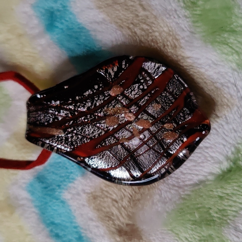🎊2. Made in Italy Murano Glass Necklace on Leather Cord